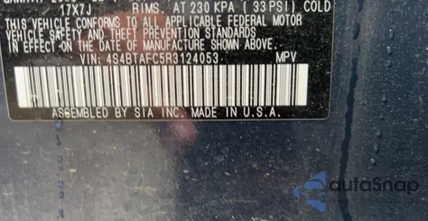 2024 Subaru Outback Premium z USA, uszkodzony, nr VIN 4S4BTAFC5R3124053